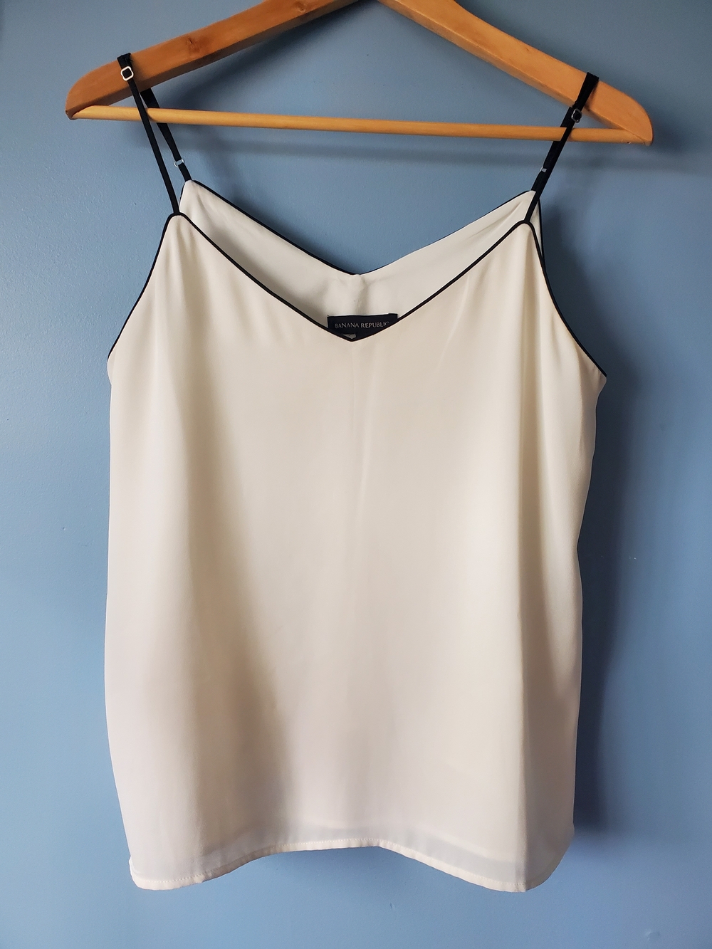 Banana Republic White/Cream Camisole with Black Piping